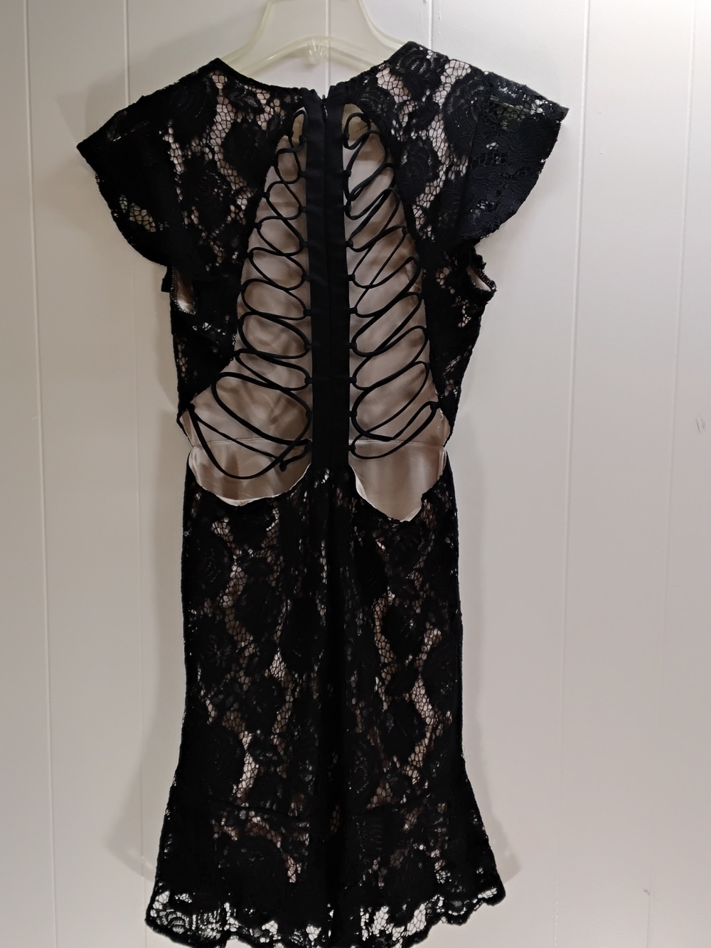Express Black Lace-Up Detail Evening Dress